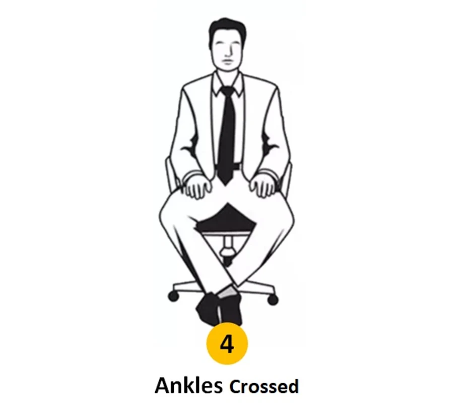 Illustration of a man in a suit sitting on an office chair with his ankles crossed