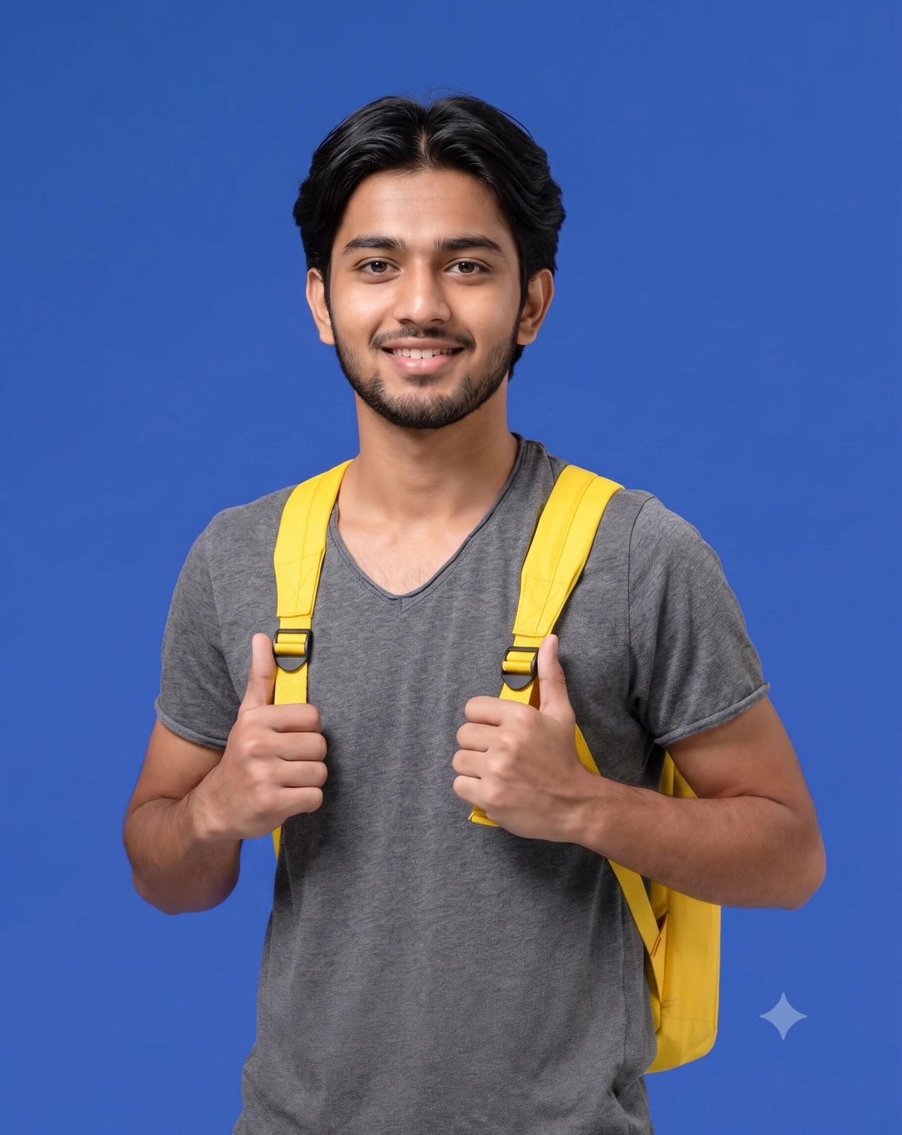 Smiling student wearing a backpack